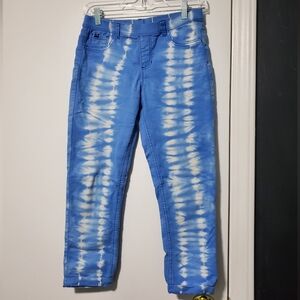 Jordache Girls Blue Tie-Dye Wash Stretchy Crop Jeggings Size XL